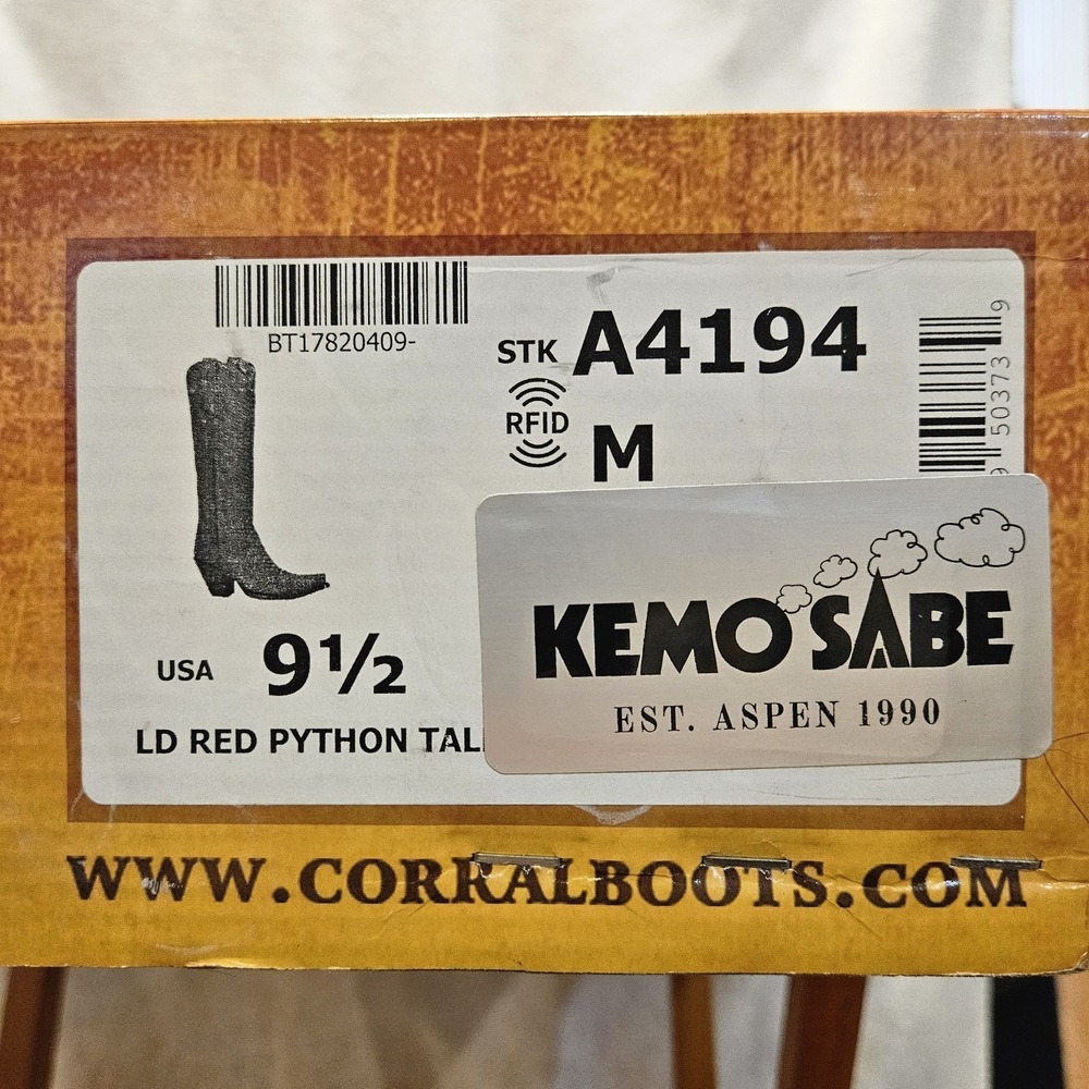 Corral Red Python Boots Kemo Sabe Exclusive Size … - image 15